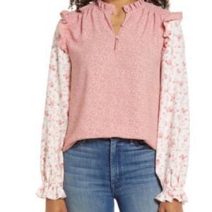 Rachel Parcell Floral & Cheetah Blouse
